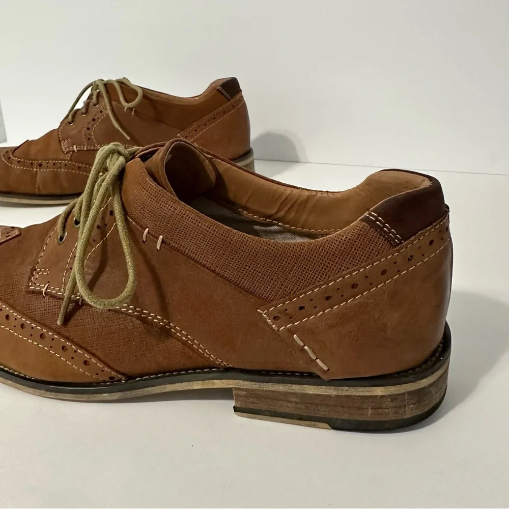 Steve Madden Men Dress Shoes Oxford Tan Wingtip Lace-Up Brown Leather Brogue 10